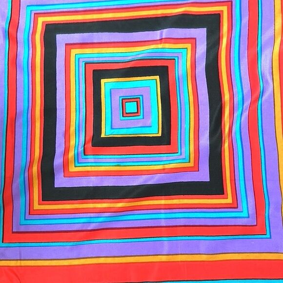 Baar & Beards Silk Square Scarf Colorful Striped Hand Rolled 30x30” - Picture 6 of 9